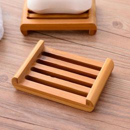 200pcs a lot Natural Bamboo Soap Dish Dishes Tray Holder Storage Soap Rack Plate Box Container Bathroom Japanese style soap box
