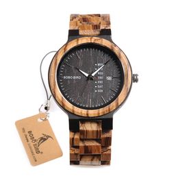 Wood Watch Men erkek kol saati Week Display Date Quartz Watches Wooden Accept Logo