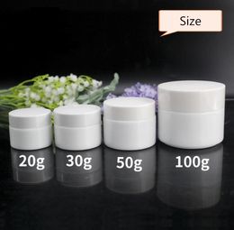 20g 30g 50g Glass Jar White Porcelain Cosmetic Jars with Inner PP liner Cover for Lip Balm Face Cream SN764