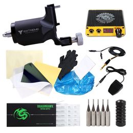 Dragonhawk Rotary Tattoo Kit Extreme Machine Power Supply Needles Set D1013-4