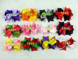 Girls' 3 inches double-color grosgrain ribbon Hair Bows Clips Accessories Boutique Hairpins Headwear Princess Barrettes 20pcs HD3205