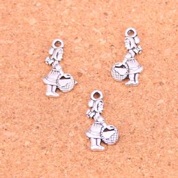 144pcs Charms little red hat girl Antique Silver Plated Pendants Making DIY Handmade Tibetan Silver Jewelry 21*11mm