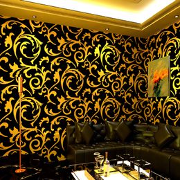 Stereoscopic 3d Flocking PVC vinyl Wallpaper Thicken Luxury Stripe Wallpaper Living Room Bedroom Background Wall Paper