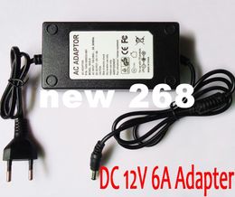 Freeshipping Freeship+Tracking 5Pcs AC 100-240V Converter Adapter DC 12V 6A 72W Power Supply For Dedicated 3528 5050 RGB Led Strip