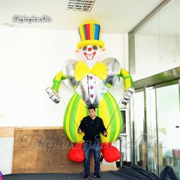 Funny Wearable Walking Inflatable Clown Puppet 3.5m Cartoon Figure Marionette Blow Up Clown Costume For Circus Parade Show