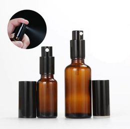 30ML/50ML Amber Bottles with Black Lid Glass Spray Bottles For Essential Oils Sample Mist Sprayer Atomizer Pump Perfume Bottle SN598
