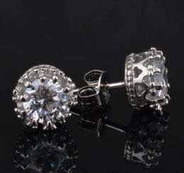 Fashion- Crown Wedding Stud Earring 925 Sterling Silver CZ Simulated Diamonds Engagement Beautiful Jewellery Crystal Ear Rings