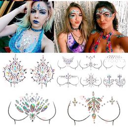 Diamond Adhesive Sticky Gems Sticker Makeup Face Boob Jewel Crystal Festival Gems Party Makeup Stickers For Body Art Tools 14 Styles RRA1461