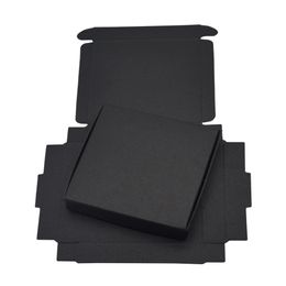 9x8.6x1.6cm Black Cardboard Paper Gift Boxes for Wedding Birthday Favors Candy Crafts Wrapping Box Foldable Kraft Package Box 50pcs/lot