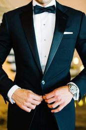 One Button Side Slit Classic Fit Notch Lapel Groom Tuxedos Groomsman Suit Wedding Party Suit (Jacket+Pants+Bow Tie+Girdle) YY018