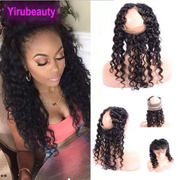360 Lace Frontal Deep Wave Human Hair Indian Closure Frontals Natural Hairline 22.5x4x2 Swiss Lace