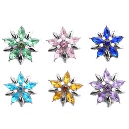 10pcs/lot Snap Button Jewellery Colour Rhinestone Flower Snap Buttons Fit 18mm Bracelets Bangles DIY Jewellery