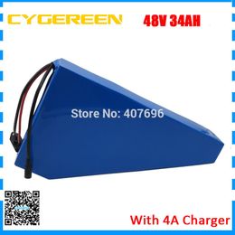 Batteria 48V 34AH triangle battery 48V lithium electric bicycle battery 34AH with Free bag use For LG 3400mah cell 4A Charger