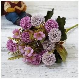 Silk flowers carnations bouquent Artificial Simulation Carnation Flowers Bunch Bridal Wedding Party Bouquet mother's day home Decorations