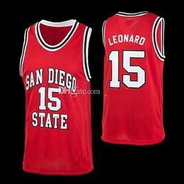 Kawhi Leonard #15 San Diego State College Red Retro Basketball Jerseys Mens Stitched Custom Any Number Name