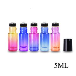 fashion roll on deodorant bottles gradient Colour 5ml 10ml empty wholesale portable perfume bottles roller bead