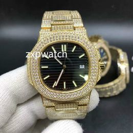 Full Diamond Watch Luxury Iced Out Watch Automatic 40MM Men gold 316 Stainless Steel 4 Colour face High quality Diamond men watch2658