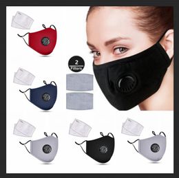 Reusable Face Masks Anti-Dust and Smoke Adjustable Reusable fabric cotton mouth Mask Protection with 2 Philtres for Women Man pm2.5 dhl