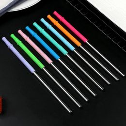 Stainless Steel Portable Drinking Straw Reusable Metal Straw Silicone Coffee Reusable Straws With Cleaning Brush BarwareT2I5745