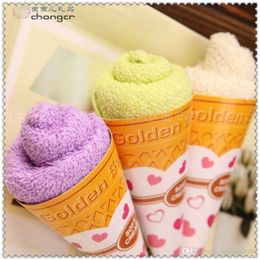 New Christmas gifts ice cream cake towel 20*20cm Mini Square Cake Towel 100% cotton Towel Wedding Birthday party Favors gifts