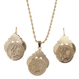 Fashion Trendy Ethiopian Coin Jewellery Set Necklace Pendant Earrings Jewellery Set Habesha Wedding Eritrea Africa Gift