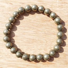 MG0387 8 mm Pyrite Stacking Bracelet Trendy Energy Bracelet for Women Throat Chakra Crystals Gemstone Bracelet Wholesale