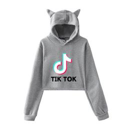 Tik tok nocturne lettre imprimer sweats à capuche de chat de grande taille avec capsules pull ombilical femmes 2xl