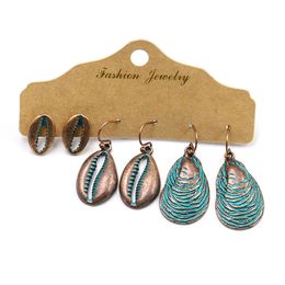 Women Personality Bohemian Sea Shell Earrings Dangle Pendant Earrings Fashion Creative Earrings Jewelry 3 Pairs/Set