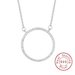 Handmade Round Hollow Necklace for Women Fashion 925 Sterling silver Engagement wedding Simulated Diamond Pendant with Necklace