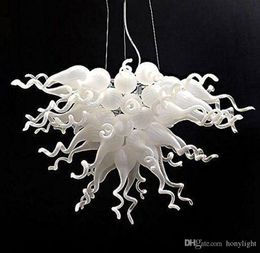 Modern White Lampshade Chandelier Handmade Blown Glass Pendant Lamps Italy Glass Hanging LED Cheap Chandelier Lighting for Home Decor