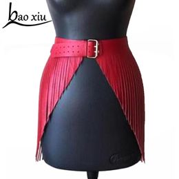 Hot Long tassel Boho Fringe wide belt ladies Luxury leather black belt women Gothic Corset Waist Ladies Belts Accessories