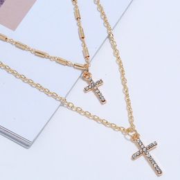 Fashion-European and American Jewelry Retro Cross Multi-layer Necklace Women's Fashion Simple Business Baitie Clavicle Chain