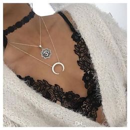 18-styles Bohemian Multi Layer Pendant Necklaces for Women Fashion Golden Geometric Charm Chains Necklace Jewelry 05 ALXY06