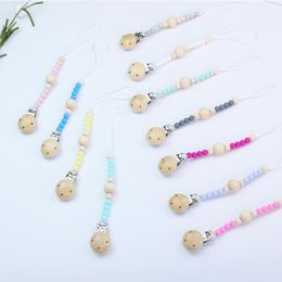 DIY Baby Clip Chain Holder Wood Beaded Pacifier Soother Holder Clip Nipple Teether Dummy Strap Chain Clips high quality