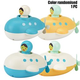 Cartoon Submarine Wind-Up Toy, Can Spray Water, Baby Bath Companion& Play in Water Clock Work Toy, for Christmas Kid Birthday Gifts, 2-1