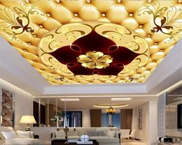 Photo Wallpaper Atmospheric High-grade Golden Floral Decoration Silk Wallpaper For Living Room Bedroom Zenith