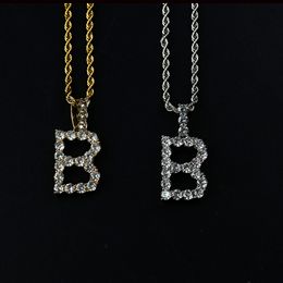 Men's Zircon Tennis Letters Necklaces & Pendant Custom Name Single Letter For Men/Women Gold Silver Fashion Hip Hop Jewellery with free chain