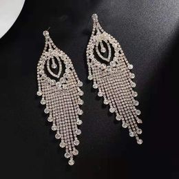 Wholesale-tassel bridal wedding dangle earrings for women luxury designer colorful bling diamond danling earring engagement fringe jewelry