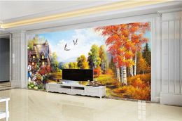 3d Wall paper Beautiful Country Oil Painting Landscape Wallpaper Living Room Bedroom Background Wall Decoration Mural Wallpaper