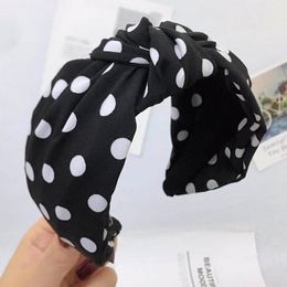 Polka dot hair band wide side knotted simple hairpin adult fabric hair ornament headband WY967