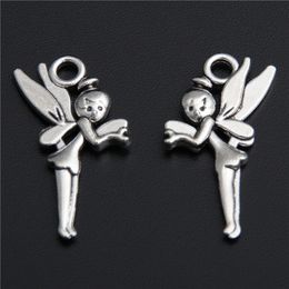 200pcs Silver Colour Flower Fairy Flower Angel Elfin Elf Shape Pendant Fit Bracelet Charm DIY Making A2795