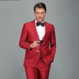 New Arrival Red Men Wedding Tuxedos Fashion Groom Tuxedos Notch Lapel One Button Men Jacket Blazer 2 Piece Suit(Jacket+Pants+Tie) 2201