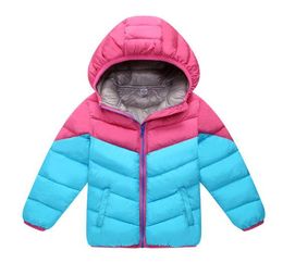 Children's cotton padded light and thin crepe medium and large boys' and girls' Colour matching down cotton padded jacket wl1144