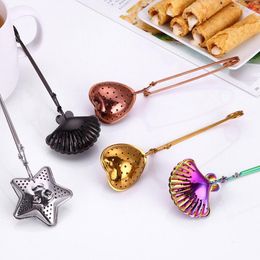 Stainless Steel Tea Strainers Seasoning Infuser Star Shell Oval Round Heart Shape Coffee Tea Philtre Balls Kitchen Tools CCA11450-A 100pcs