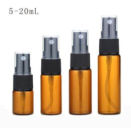 3 5 10 15 20 ML Refillable Amber Glass Spray Bottle Atomizer Perfume Bottle Vial Fine Mist Empty Cosmetic Sample Gift Container SN2553