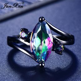 12 Colour Unique Mystery Female Girls Rainbow Ring Fashion 14KT Black Gold Jewellery Bohemian Vintage Wedding Rings For Women