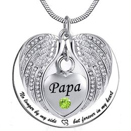 Cremation Jewellery Urn Necklace for Ashes No Longer by My Side But Forever in My Heart Angel wings Memorial Pendant for papa