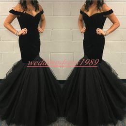 Elegance Off Shoulder Velvet Evening Dresses 2019 Mermaid Plus Size African Formal Pageant Party Dress Prom Juniors Gowns Vestido de noche