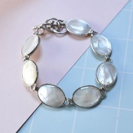 Bracelet Link Chain for Women Jewellery Natural Mother of Pearl Oval White Shell Bracelets 5 Pieces