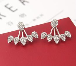 Fashion- Jewellery New Crystal Front Back Double Sided Stud Earring For Women Fashion Ear Cuff Piercing Earring Gift Wholesale